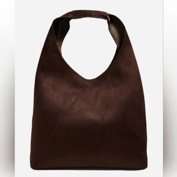 NWT Banana Republic Vegan Suede Slouchy Tote in Rich Chocolate - Gorgeous Bag! - Picture 1 of 9